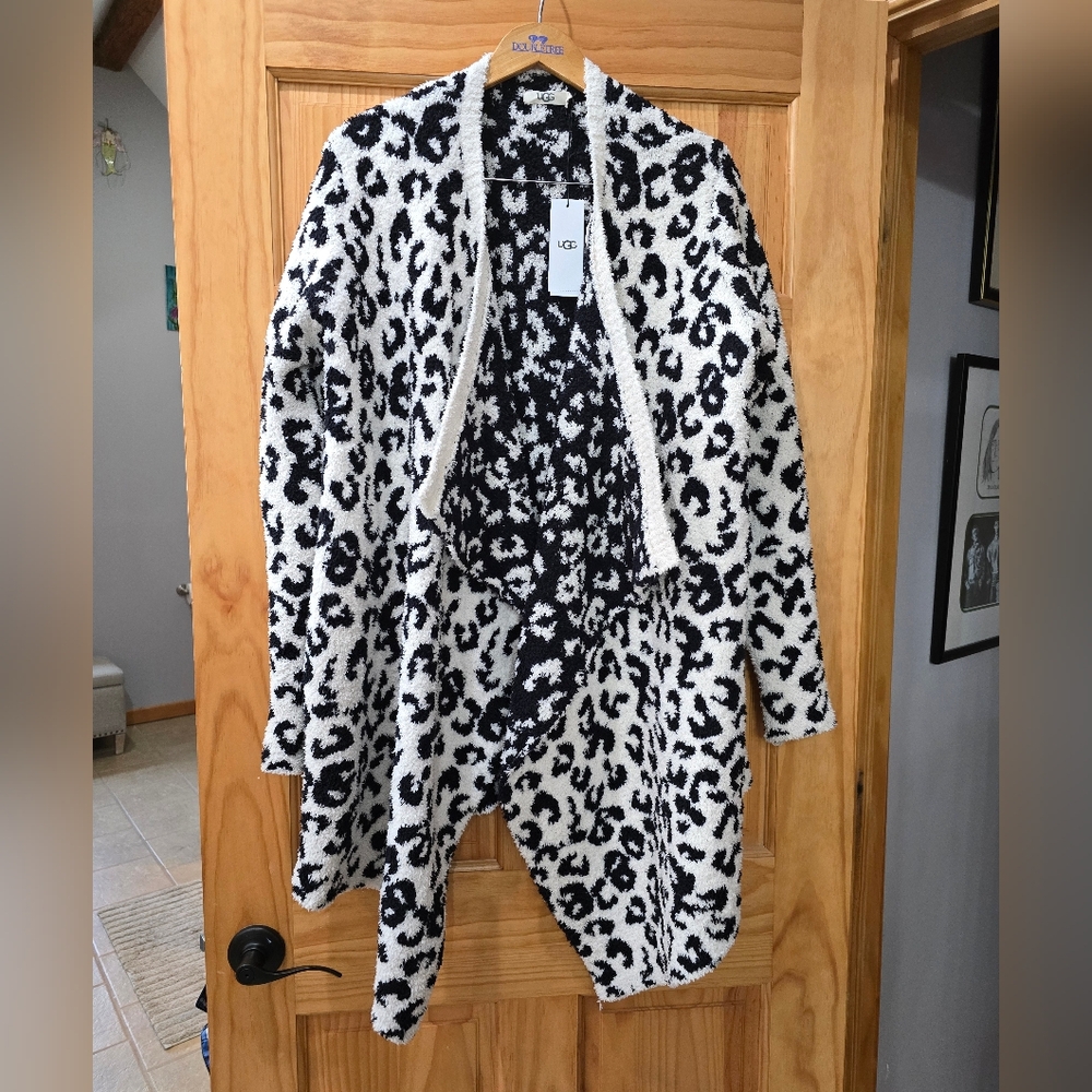 UGG Black and White Leopard Print Cardigan